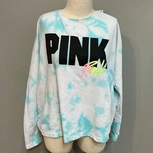 PINK Victoria's Secret Blue Tie-Dye Sweatshirt